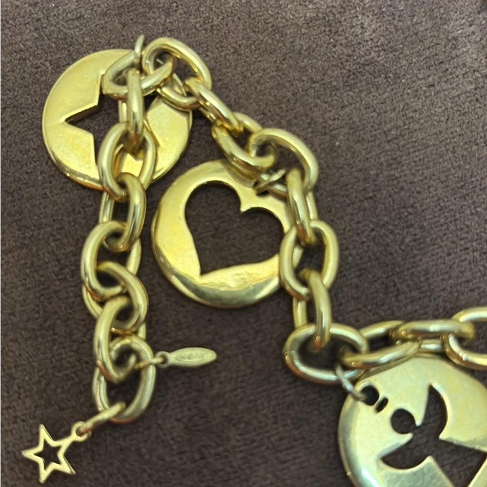 Gold Charm Bracelet with Heart and Star
